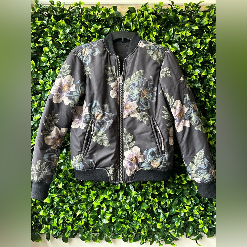Thread & Supply Reversible Floral Bomber Jacket